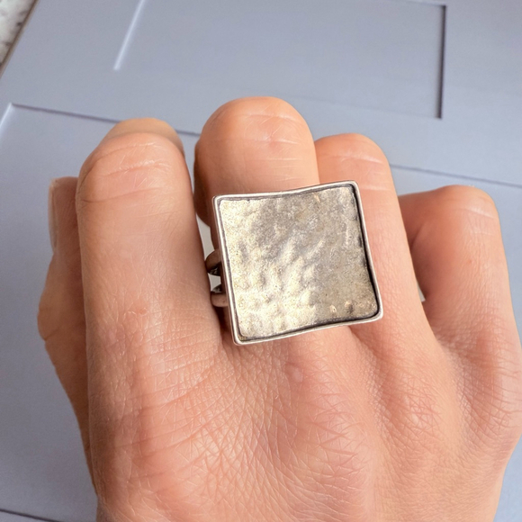 Silpada Artisan Square Modernist Hammered Sterling Silver 925 Retired Ring - Picture 9 of 12